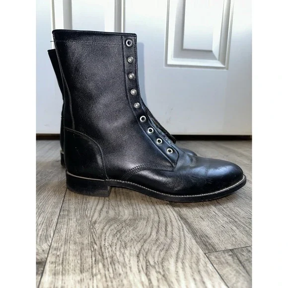 Justin Men\'s Black Leather Roper Boots 9.5 EE Wide Made in USA Western Vtg il_1080xN.5767353946_5iya.jpg main image 4